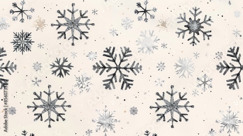 Snowflake Pattern on Light Background, Generative AI