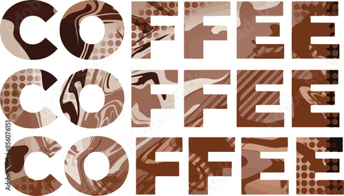 Vector text and background in coffee colors design coffee packaging background for text back view with coffee elements set poster banner vector file design elements