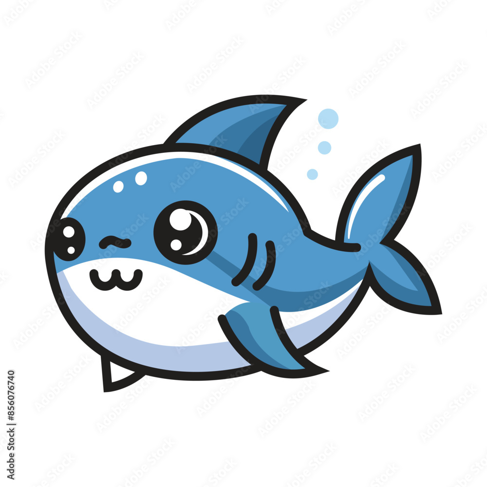 Cute blue dolphin vector Illustration on a white background Cute blue dolphin vector Illustration on a white background