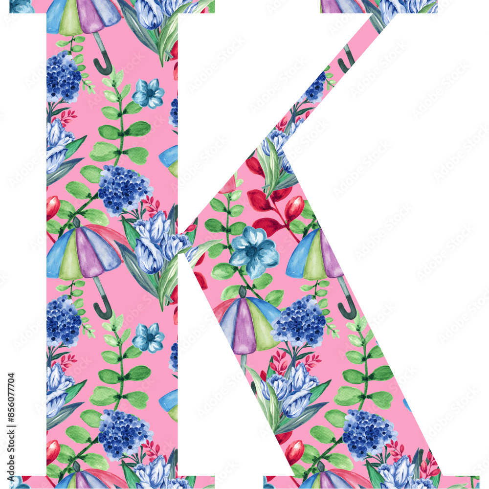 Hand drawn font with flowers.Set of ABCD uppercase letters isolated on white background. Handmade romantic alphabet set. Hand drawn font with flowers.Set of ABCD uppercase letters isolated on white background. Handmade romantic alphabet set.