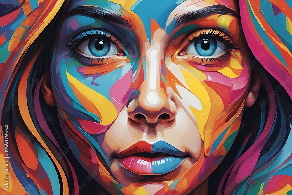 a painting of a woman Vivid Abstraction Exploring the Human Face in Colorful Art Vivid Abstraction a painting of a woman Vivid Abstraction Exploring the Human Face in Colorful Art Vivid Abstraction