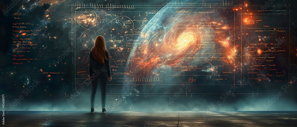 Man, Science And Space. Illustration On The Theme Of Science, Technology, Cinema And Man. Generative AI Man, Science And Space. Illustration On The Theme Of Science, Technology, Cinema And Man. Generative AI