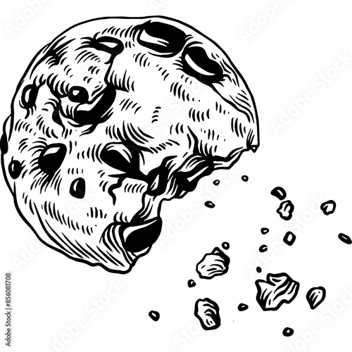 Hand drawn Chocolate Chip Cookie Sketch Illustration