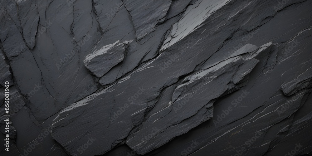 Dark gray slate rock background with rough, uneven surface Dark gray slate rock background with rough, uneven surface