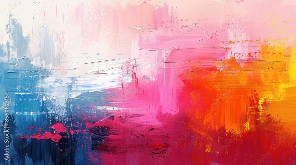 Abstract art with vibrant blue, pink, and orange brushstrokes. Abstract art with vibrant blue, pink, and orange brushstrokes.
