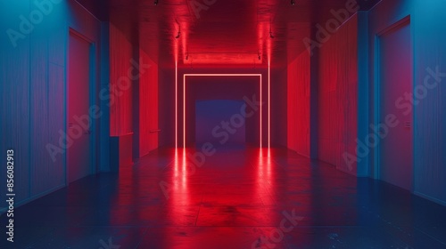 Interior of a stylish room with neon lighting.