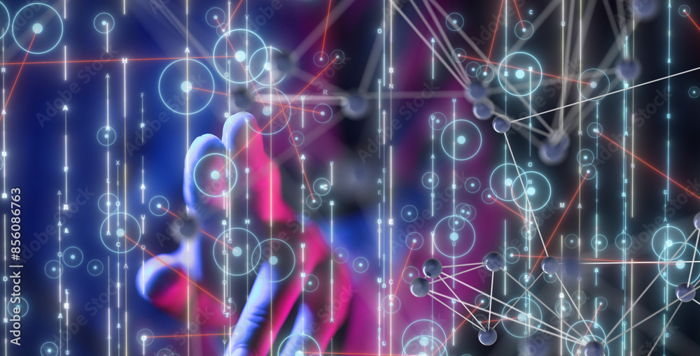Neural network 3D illustration. Big data and cybersecurity Neural network 3D illustration. Big data and cybersecurity