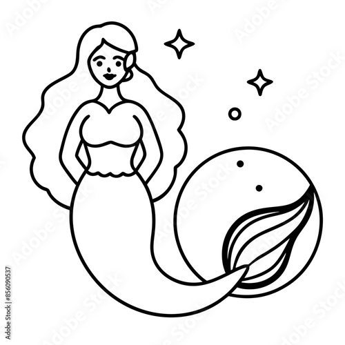 Beautiful little mermaid Underwater world Coloring book for kids