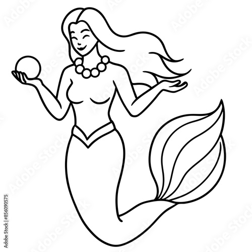 Beautiful little mermaid Underwater world Coloring book for kids