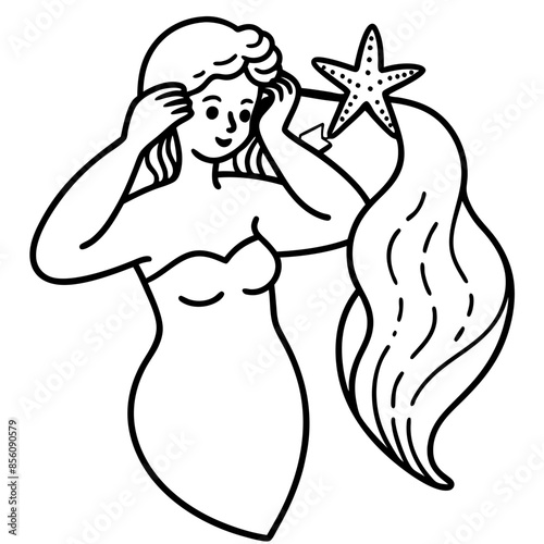 Beautiful little mermaid Underwater world Coloring book for kids