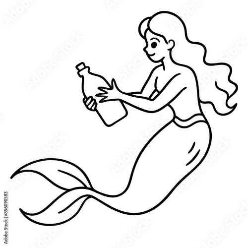Beautiful little mermaid Underwater world Coloring book for kids