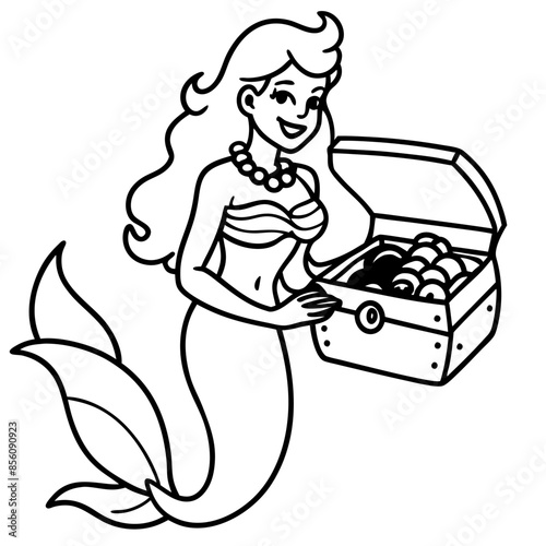 Beautiful little mermaid Underwater world Coloring book for kids