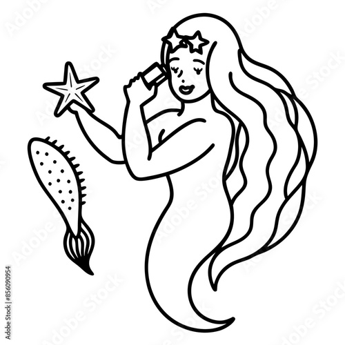 Beautiful little mermaid Underwater world Coloring book for kids