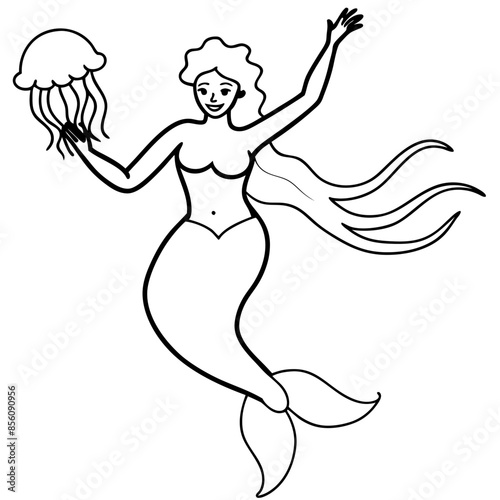 Beautiful little mermaid Underwater world Coloring book for kids