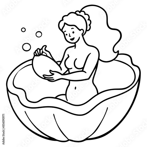 Beautiful little mermaid Underwater world Coloring book for kids