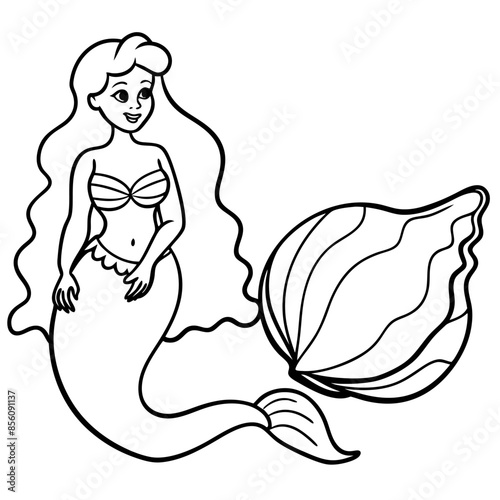 Beautiful little mermaid Underwater world Coloring book for kids