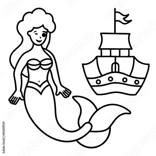 Beautiful little mermaid Underwater world Coloring book for kids