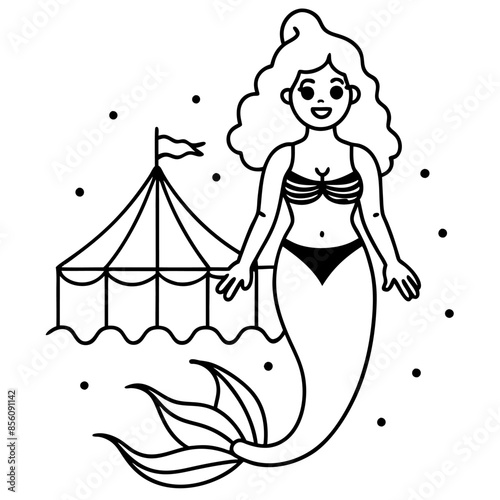 Beautiful little mermaid Underwater world Coloring book for kids