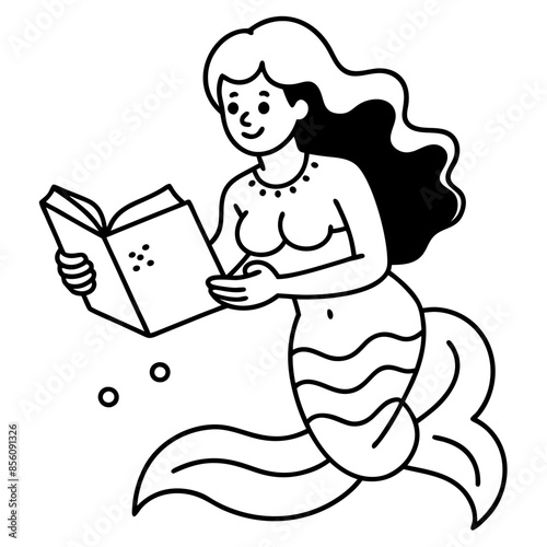 Beautiful little mermaid Underwater world Coloring book for kids