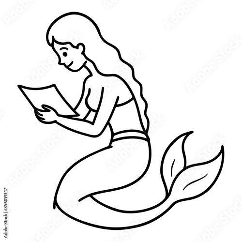 Beautiful little mermaid Underwater world Coloring book for kids