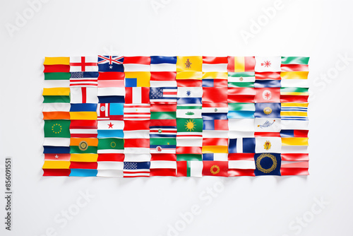 Colorful Array of International Flags Displayed on a White Background