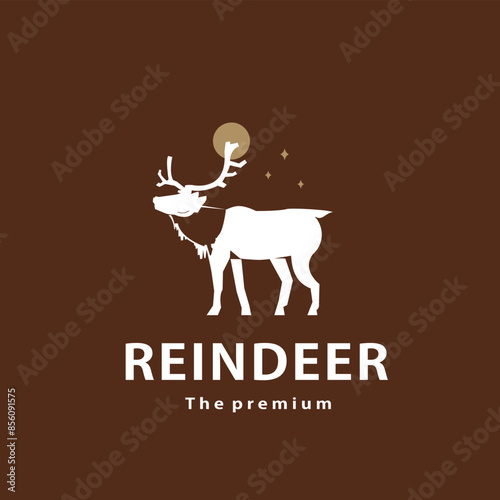 vintage retro hipster reindeer logo vector outline silhouette art icon