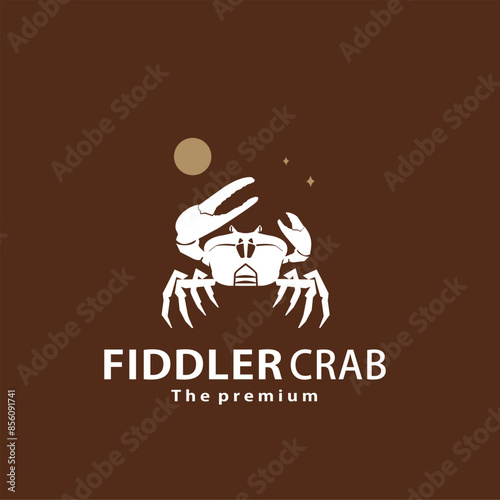 vintage retro hipster fiddler crab logo vector outline silhouette art icon