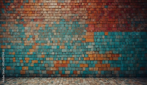 Colorful brick wall texture background photo