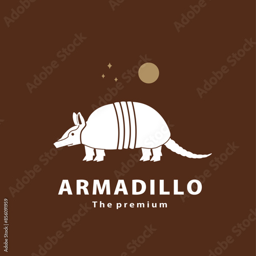 vintage retro hipster armadillo logo vector outline silhouette art icon	
