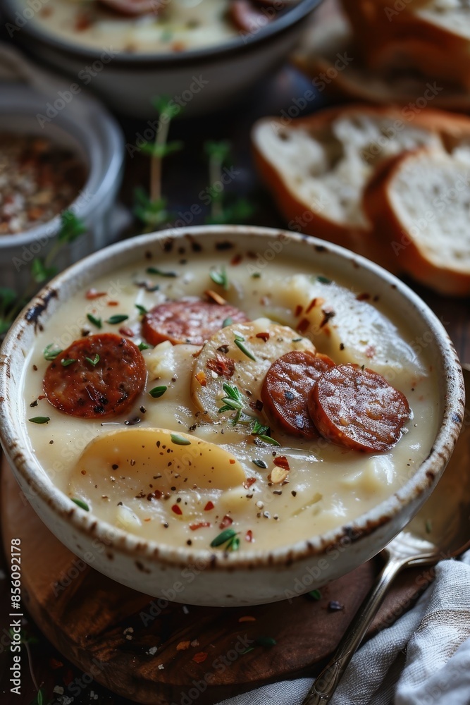 Creamy Potato and Chorizo Soup with Thyme