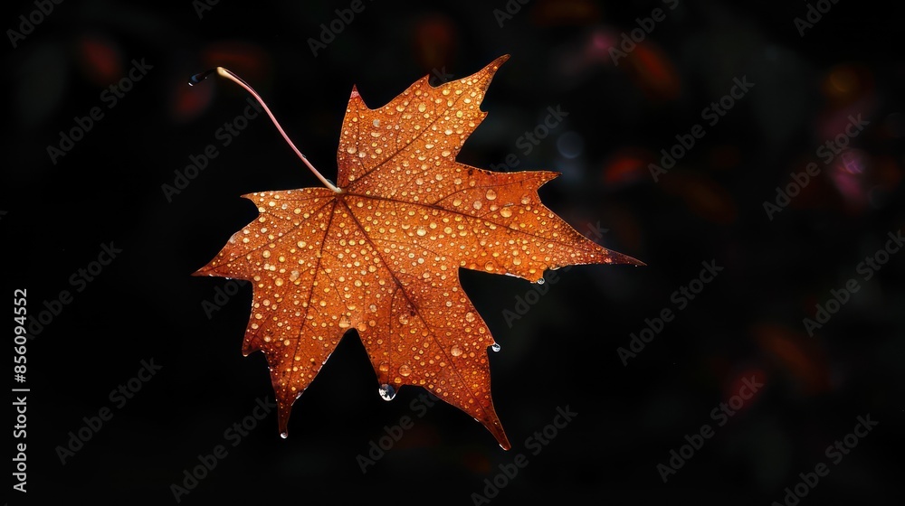 Fototapeta premium A dried autumn maple leaf on the water