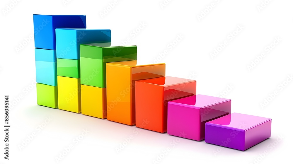 Vibrant 3D Growth Chart Icon Representing Economic Indicators and Financial Data Visualization