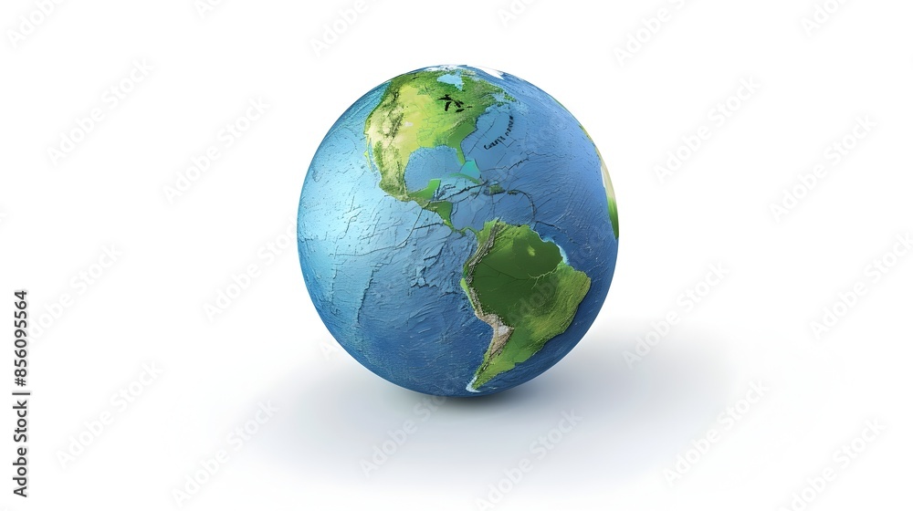 3D Rendered Blue and Green Globe Icon for Global Business and Technology Applications