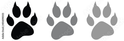 Dog paw print set. Paw icon collection on white background . Vector illustration.