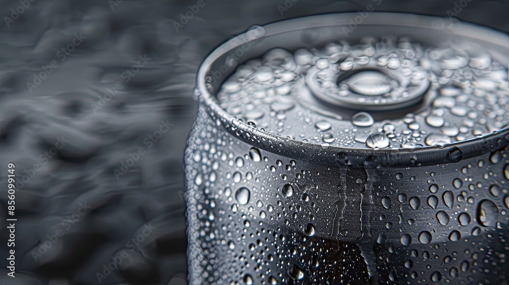 Aluminum can water drops. Generative AI Aluminum can water drops. Generative AI