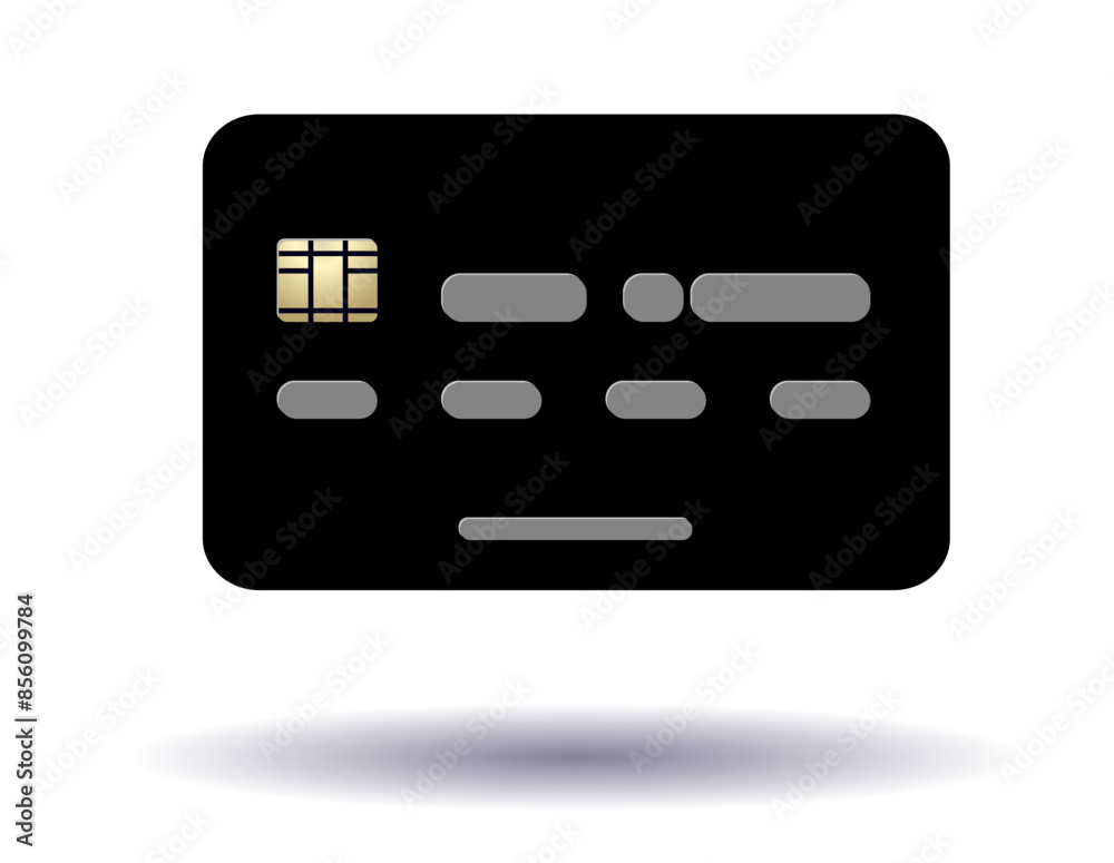 Isolated black credit card illustration, black colored credit card on transparent layer. Isolated black credit card illustration, black colored credit card on transparent layer.