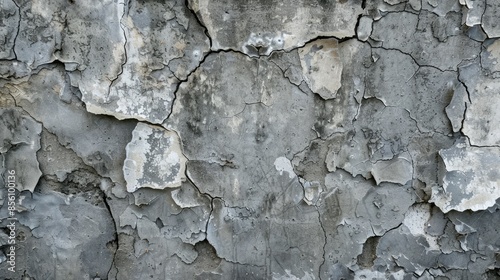 Weathered surface texture background of grey cement concrete wall with peeled and cracked dry appeal