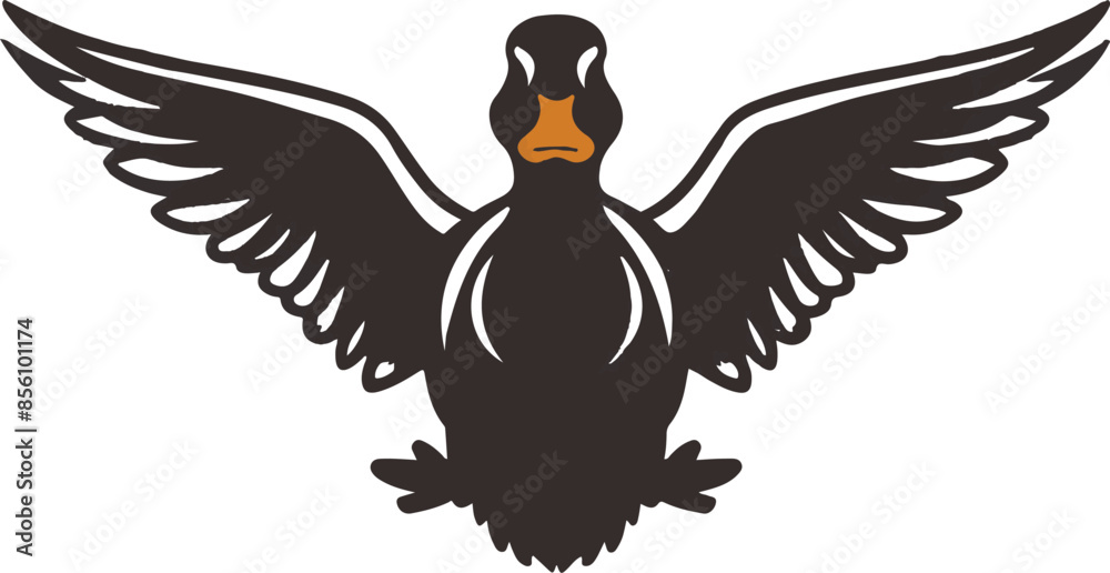 Obraz premium A wild duck silhouette vector image