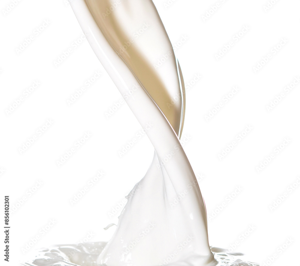 Close up of milk poured from above forming a spiral. Isolated on transparent background, png. Food concept on the go Close up of milk poured from above forming a spiral. Isolated on transparent background, png. Food concept on the go