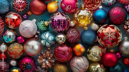 Vibrant Christmas Ornaments Collection, Generative AI © studio clever