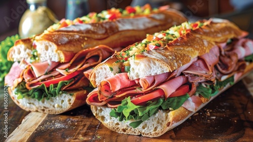 Wallpaper Mural Fresh submarine sandwiches. Generative AI Torontodigital.ca