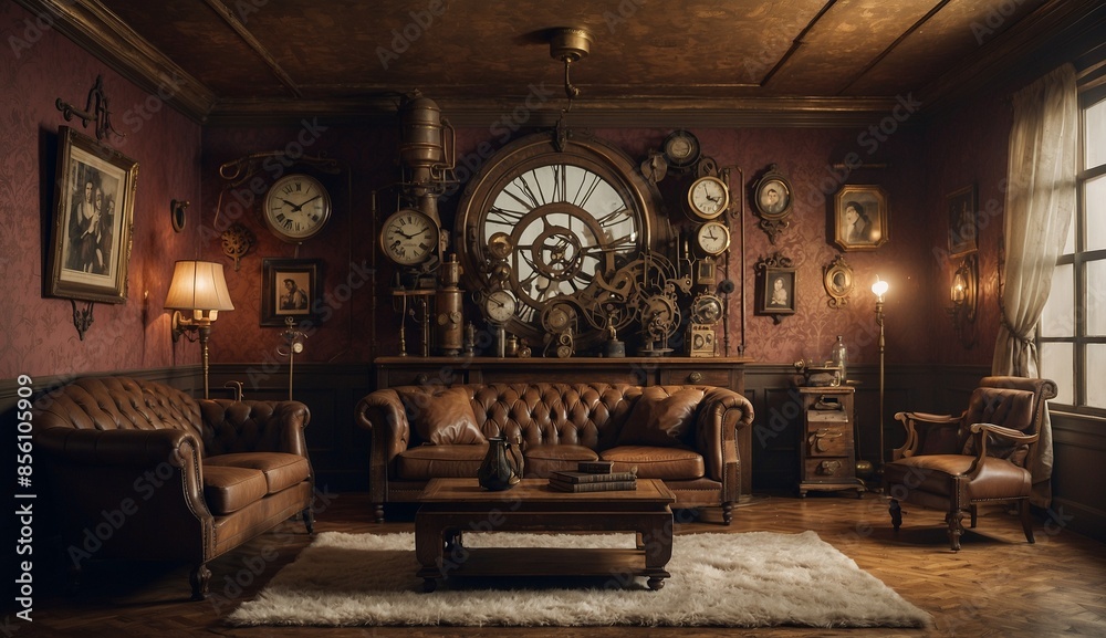 Obraz premium Classic Steampunk Themed Room Interior