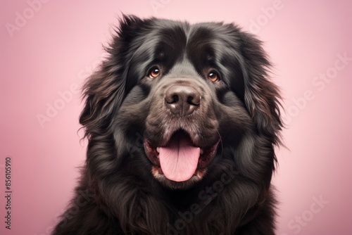 Portrait of a funny newfoundland dog while standing against pastel or soft colors background © Markus Schröder