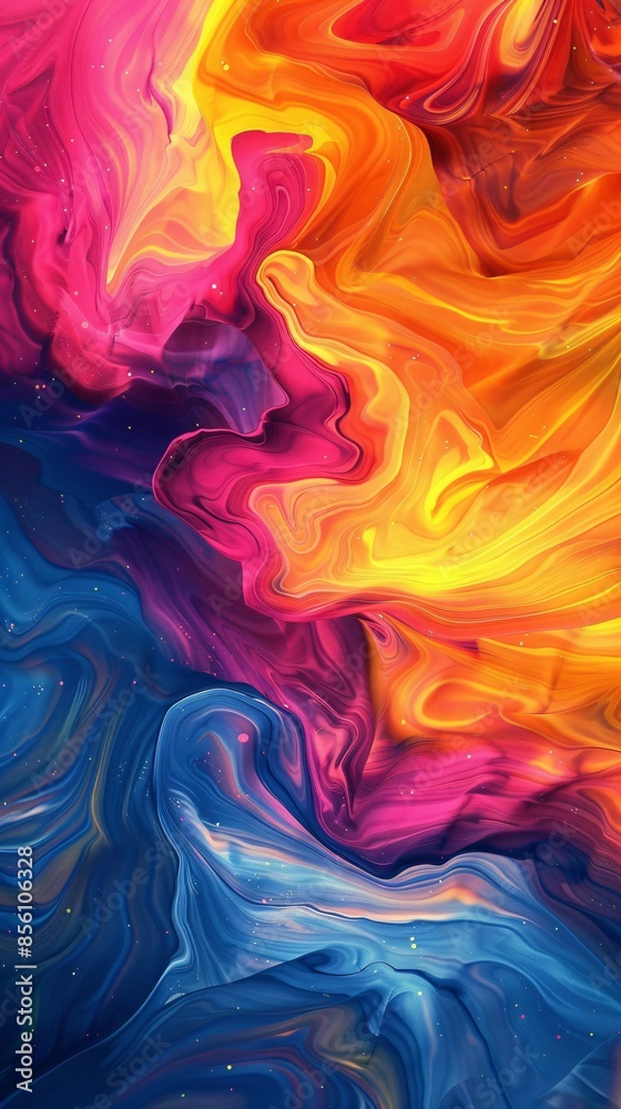 Vibrant abstract design with wavy brush strokes and bright colors creating a dynamic and energetic visual for modern art and design projects Vibrant abstract design with wavy brush strokes and bright colors creating a dynamic and energetic visual for modern art and design projects