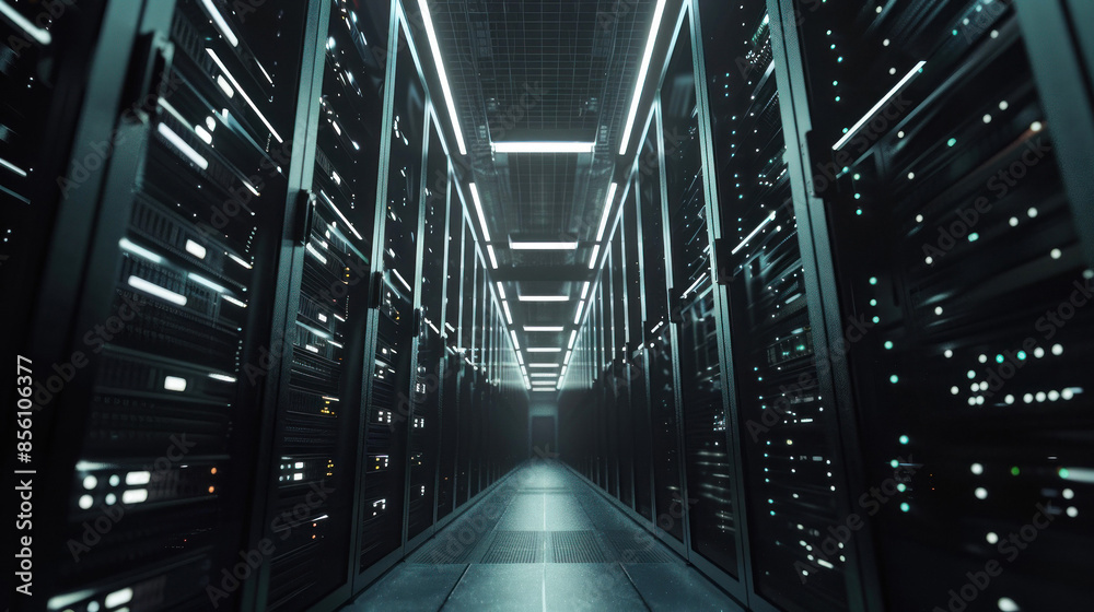 Futuristic data center with neon lights Futuristic data center with neon lights