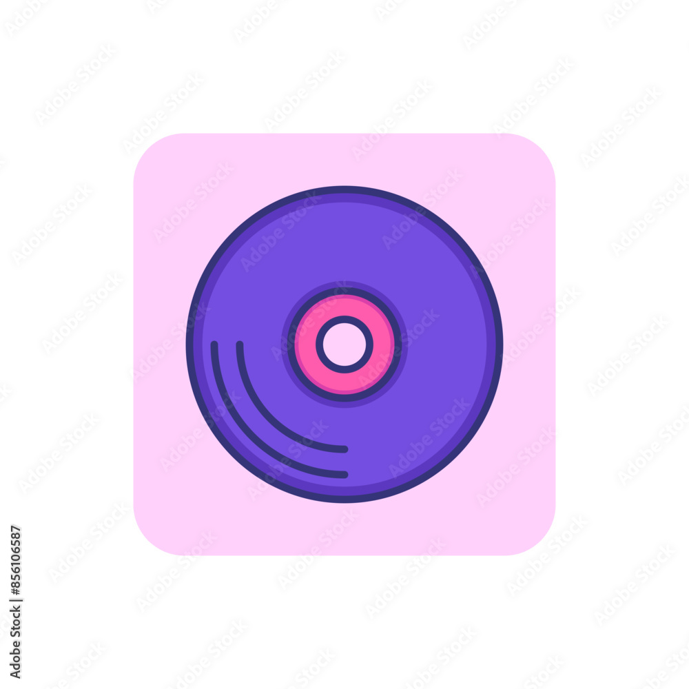 Vinyl record line icon. Dj, album, melody. Song concept. Vector illustration can be used for topics like music, entertainment, radio Vinyl record line icon. Dj, album, melody. Song concept. Vector illustration can be used for topics like music, entertainment, radio
