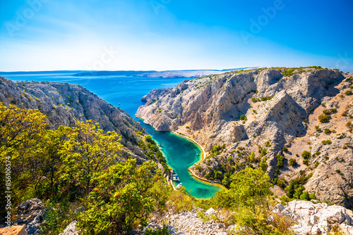 Zavratnica bay fjord under Velebit mountain view from above photo