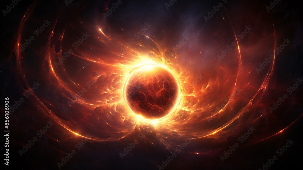 Obraz premium Abstract space wallpaper presents a spectacularly galaxy. A cosmic astronomy event unfolds in the black background.
