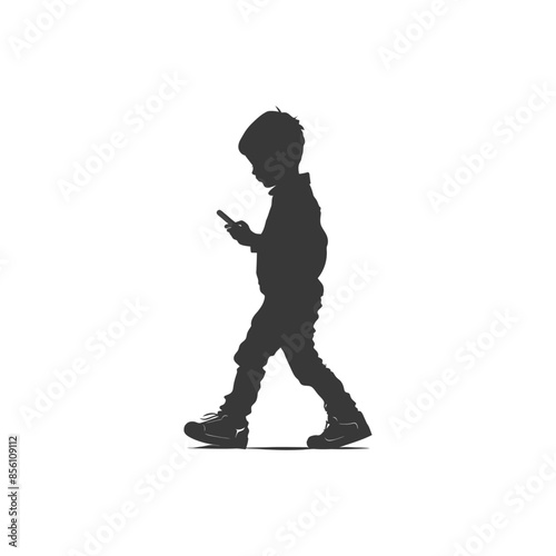 Silhouette of Boy Texting While Walking.