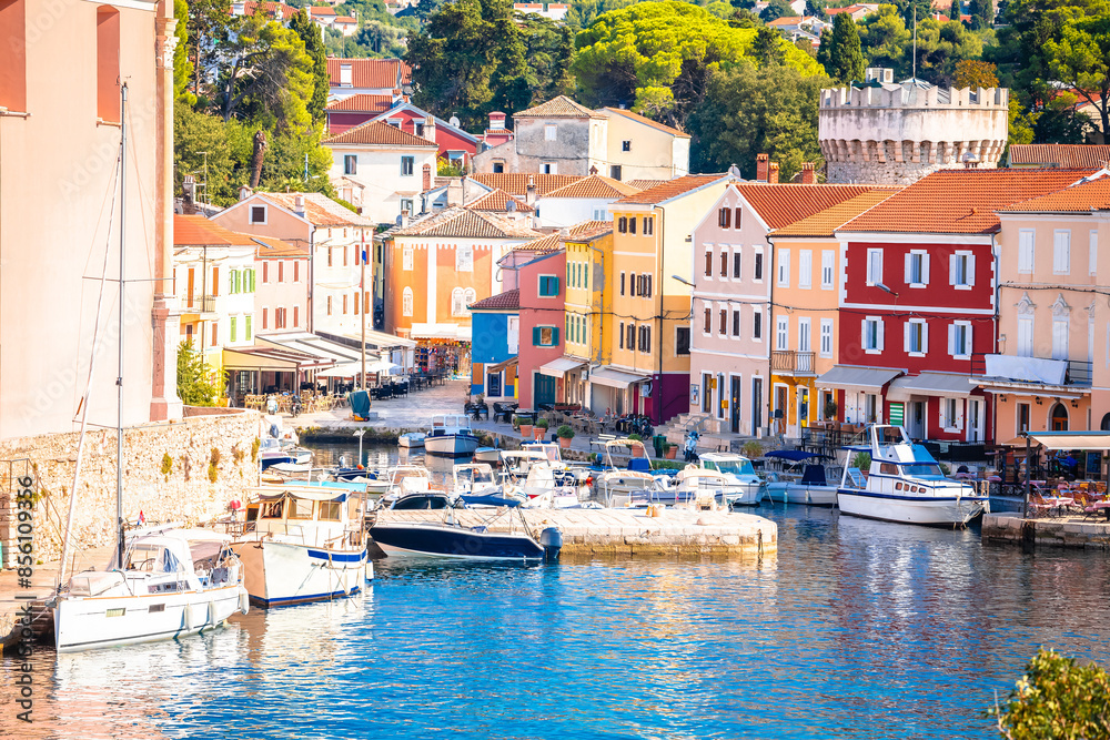 Obraz premium Town of Veli Losinj harbor colorful panoramic view, Island of Losinj